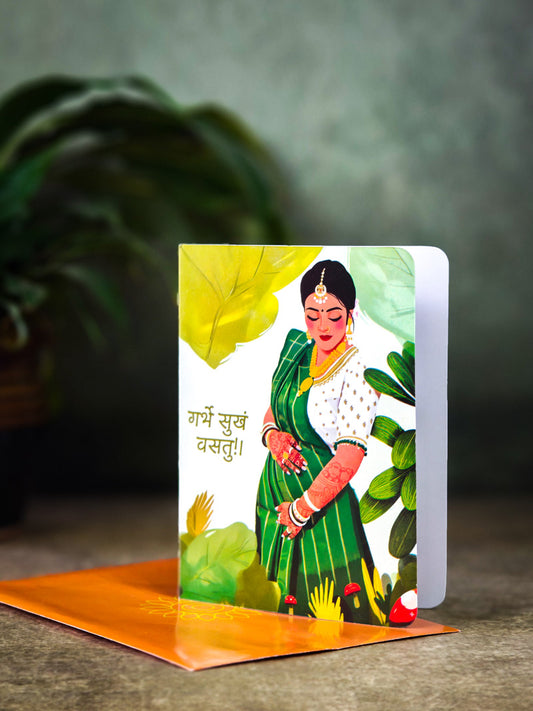 Baby Shower & Pregnancy Sanskrit Greeting Card | Traditional Blessings for Motherhood