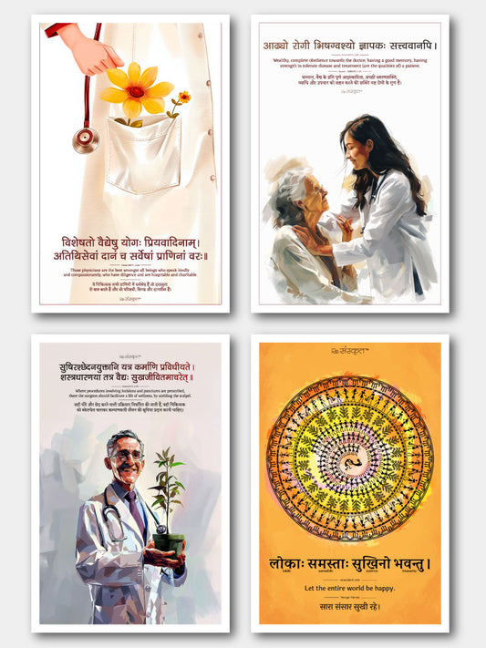 Compassion & Healing Sanskrit Quotes: 4 Posters Combo + FREE Wall Calendar