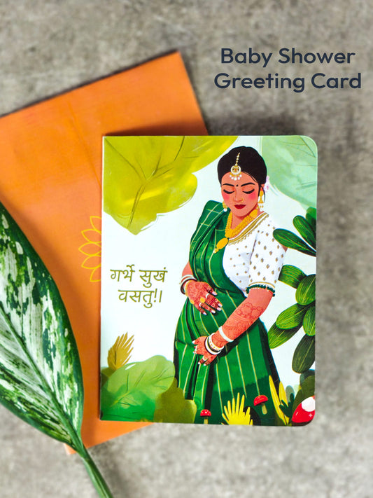 Baby Shower & Pregnancy Sanskrit Greeting Card | Traditional Blessings for Motherhood