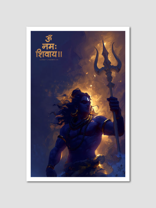 Bhagwan Shiva Poster with Om Namah Shivaya | Spiritual Wall Art for Home Decor, Yoga & Meditation