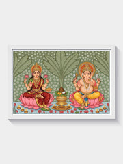 Lakshmi Ganesh Wall Frame | Spiritual Wall Art for Home, Pooja Room & Diwali Decor