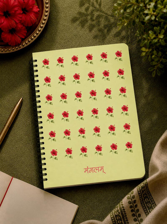 मंगलम् (Mangalam) Sanskrit Floral Notebook | Premium Spiral Notebook by ReSanskrit®