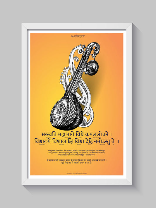 Saraswati Mantra Wall Frame