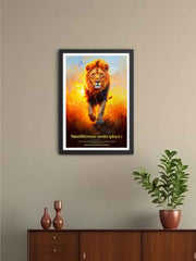 Inspirational Sanskrit Wall Art – Lion's Strength Through Self-Attributes