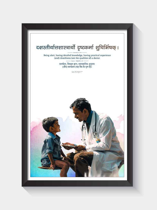 Doctor's Values Sanskrit Frame with Illustrated Artwork