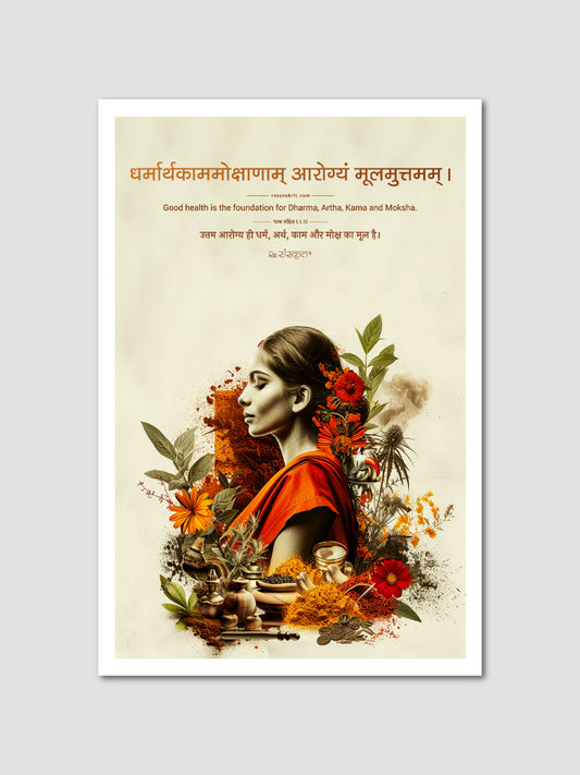 Ayurveda Wisdom Sanskrit Poster on Health from Charak Samhita