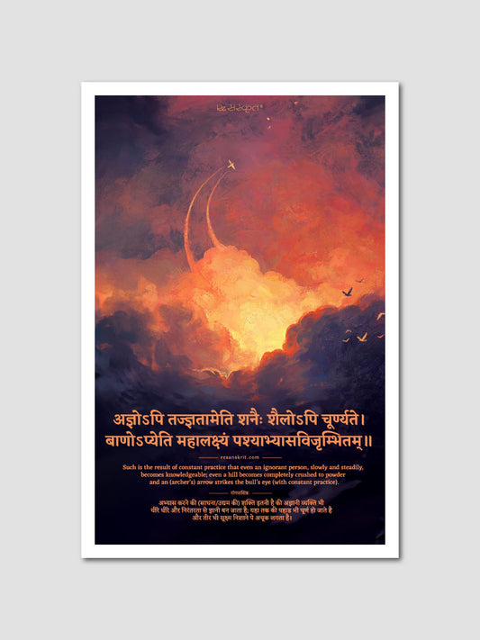 Sanskrit Shloka on Steady Practice - Yogavasistha - Poster