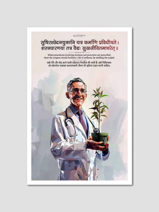 Doctor’s Oath Poster – Sanskrit Verse on Healing & Well-being