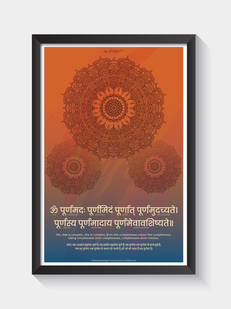 Purnamadah Purnamidam (Ishavasya Upanishad) Wall Frame Frames - ReSanskrit