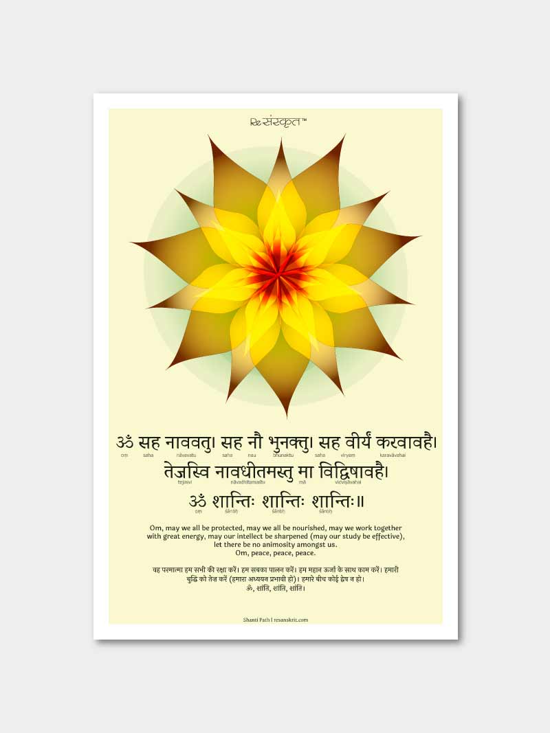 Shanti Mantra Sanskrit Shloka Poster Posters - ReSanskrit