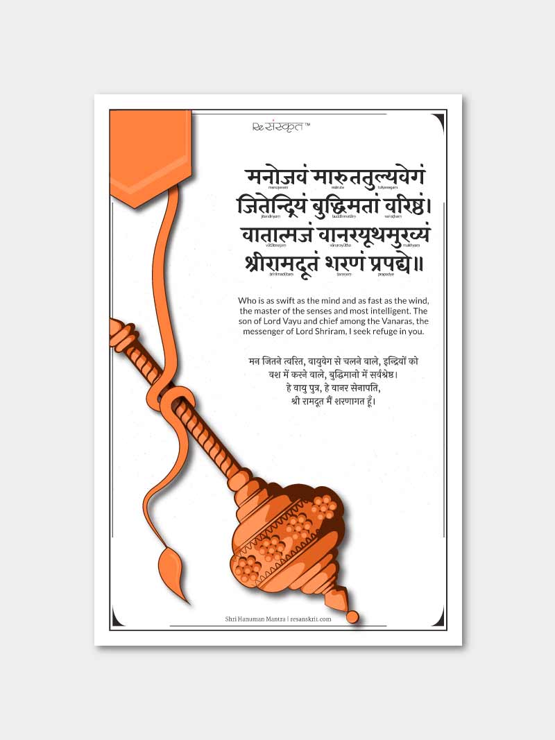 Shri Hanuman Mantra Poster Posters - ReSanskrit